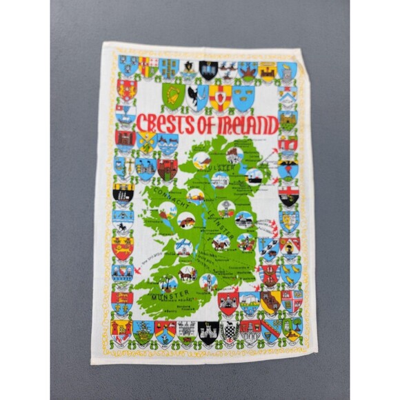 Crests of Ireland Souvenir Tea Towel Map Irish Kitchen Dish Cloth Wall Decor - Picture 1 of 11